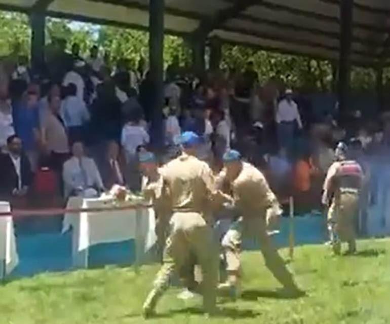 Tartışmalı yağlı güreş organizasyonu olaylı başladı Akrabalar kavgaya tutuştu, jandarma güçlükle ayırdı