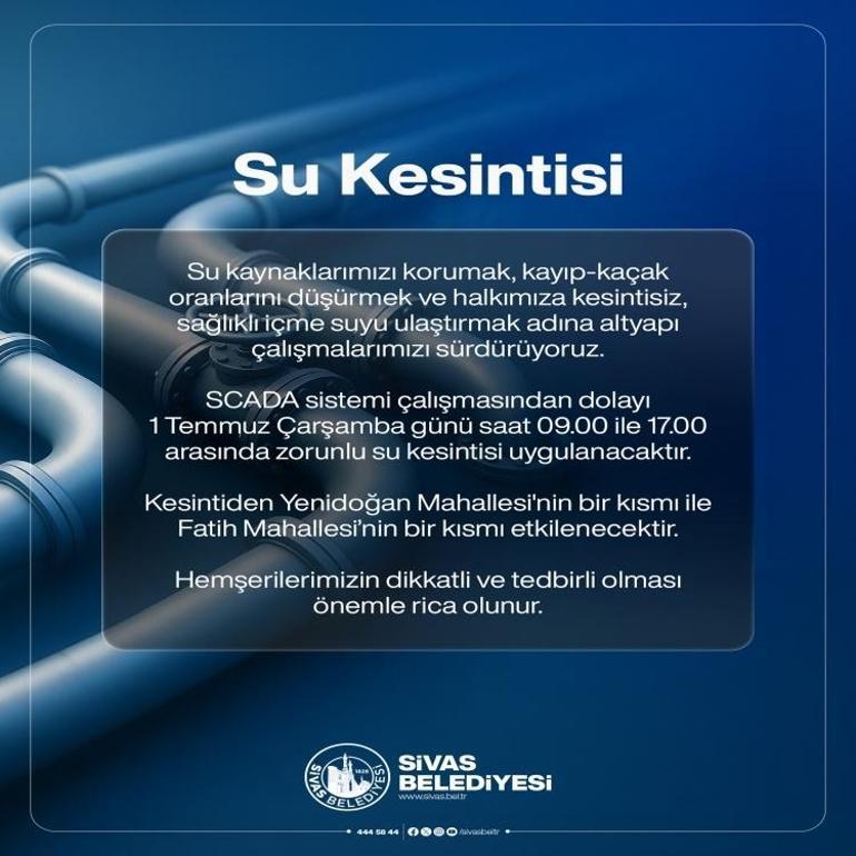 Sivasın 2 mahallesine su yok: Belediye saat ve tarih verdi