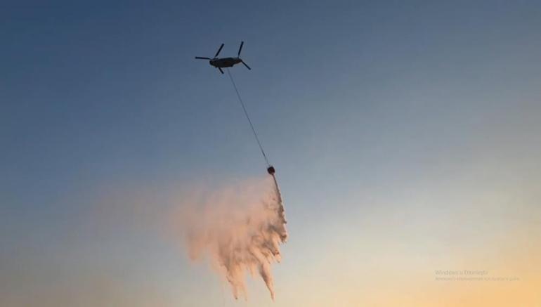 Türkiyenin en büyük yangın söndürme helikopteri Aydında sahaya indi