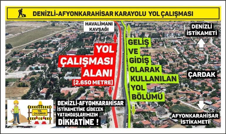 Yol çalışması nedeniyle Denizli-Afyonkarahisar Karayolundaki yolculuklar 1 saate kadar uzayabilir