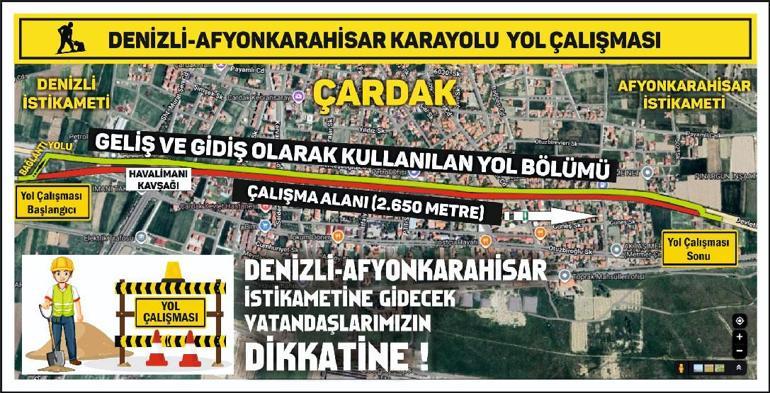 Yol çalışması nedeniyle Denizli-Afyonkarahisar Karayolundaki yolculuklar 1 saate kadar uzayabilir