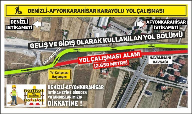Yol çalışması nedeniyle Denizli-Afyonkarahisar Karayolundaki yolculuklar 1 saate kadar uzayabilir