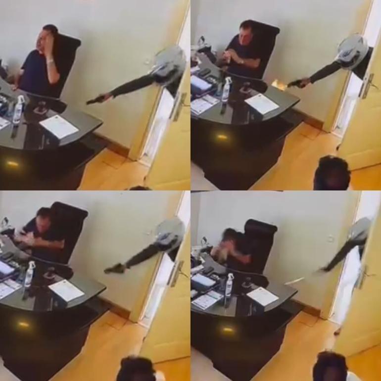 Tatil sitesinin başkanı, kasklı saldırgan tarafından vuruldu O anlar kamerada