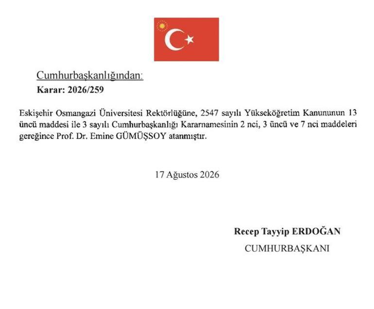 Eskişehir Osmangazi Üniversitesine (ESOGÜ) yeni rektör atandı