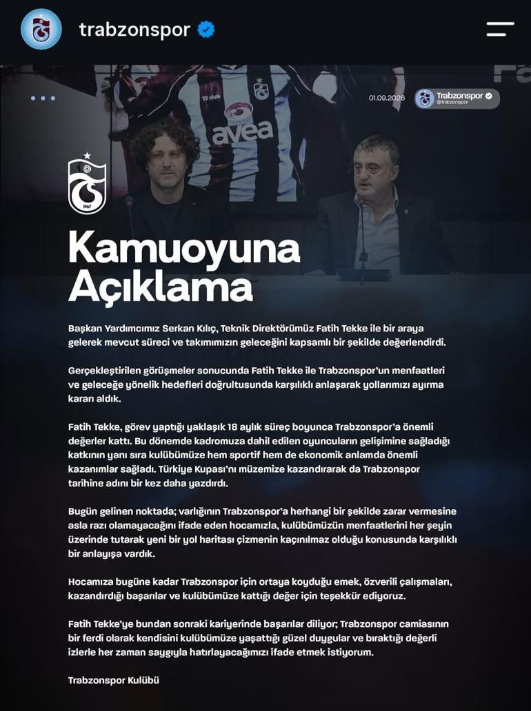 Ferencvaros maçından sonra Amed yenilgisi bardağı taşırdı Trabzonspor’da Fatih Tekke dönemi sona erdi