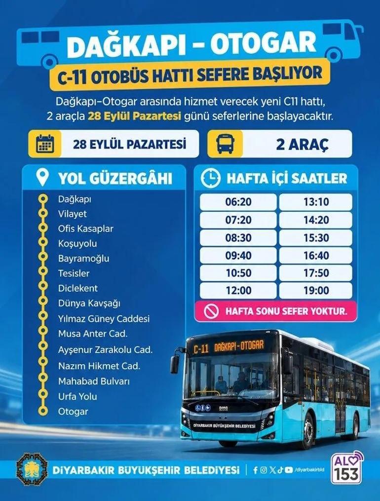 Diyarbakır’da yeni bir otobüs hattı hizmete girdi: Büyükşehir duyurdu, işte güzergah