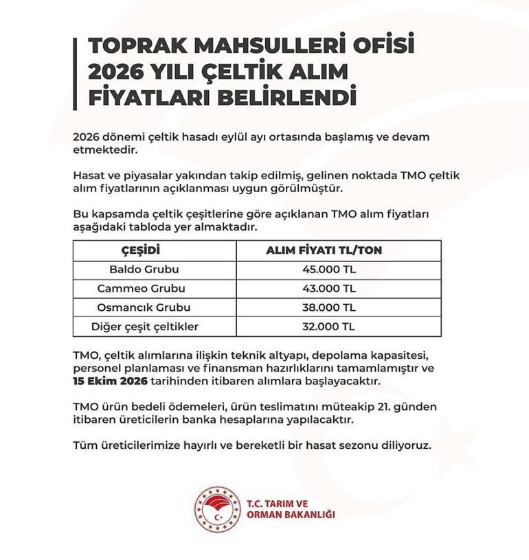 Çeltik alım fiyatları belli oldu İşte rakamlar