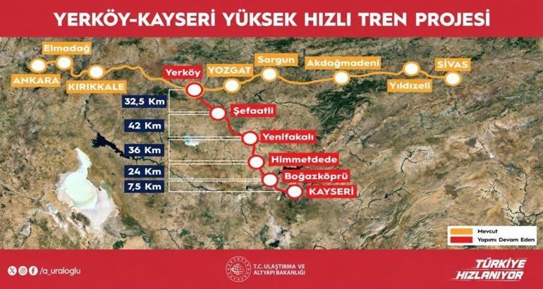 Ankara-Kayseri arası 1 saat 45 dakikaya düşecek İlerleme yüzde 50yi aştı