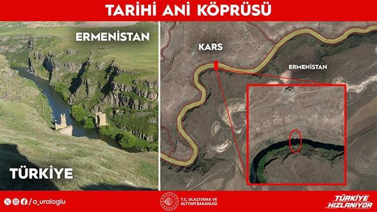 Türkiye ile Ermenistan arasındaki tarihi Ani Köprüsü restore ediliyor Bakan Uraloğlu: İhale sürecini tamamladık
