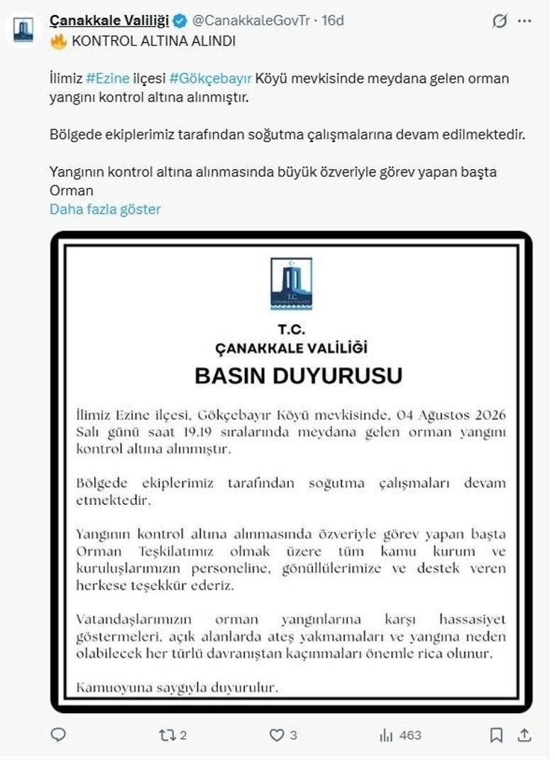 Çanakkale Ezine’de otlukta çıkan yangın ormana sıçradı