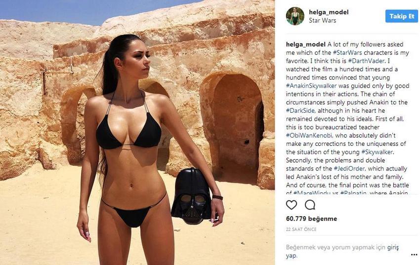 Helga Lovekaty bikiniyle Darth Vader’a aşkını ilan etti