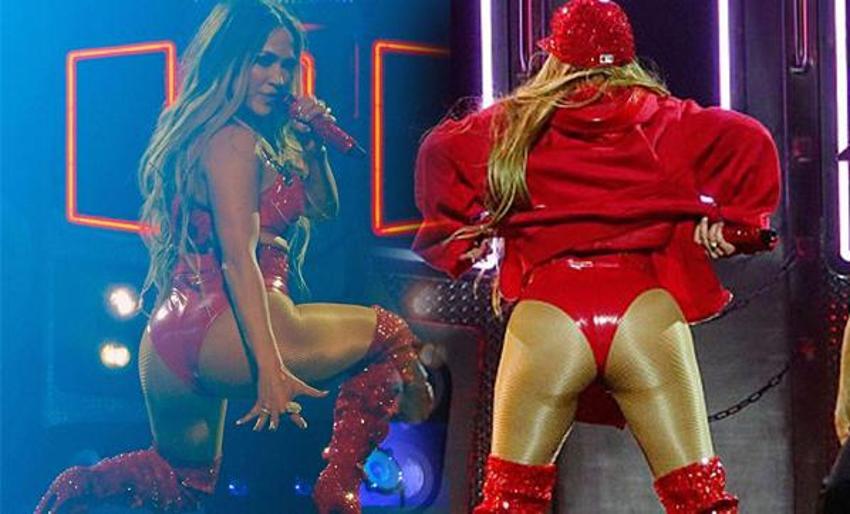 Jennifer Lopez sahnede poposunu gösterince...