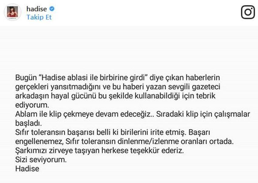 Hadise açıkladı! Ablası ile kavga mı etti?