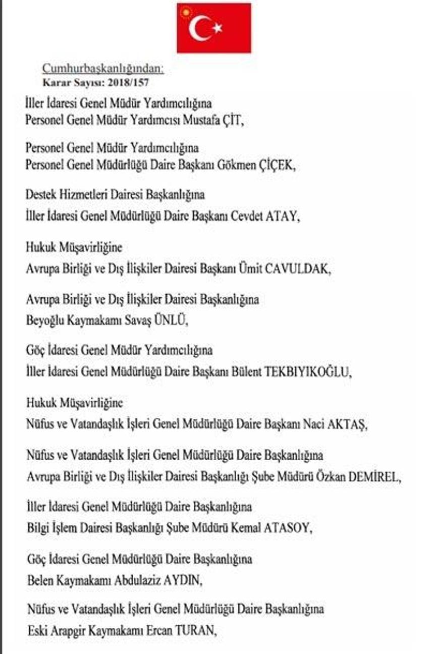 471 mülki idare amirinin görev yeri değişti