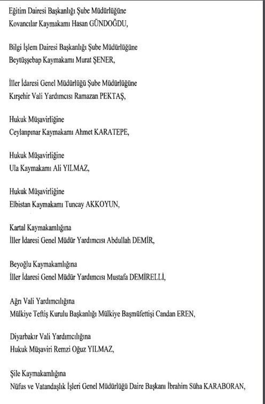 471 mülki idare amirinin görev yeri değişti