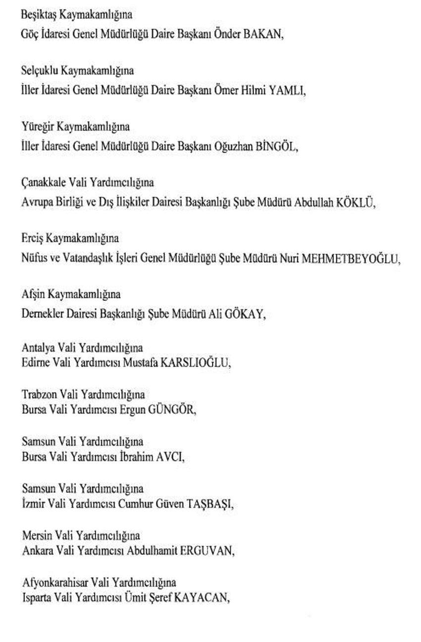 471 mülki idare amirinin görev yeri değişti