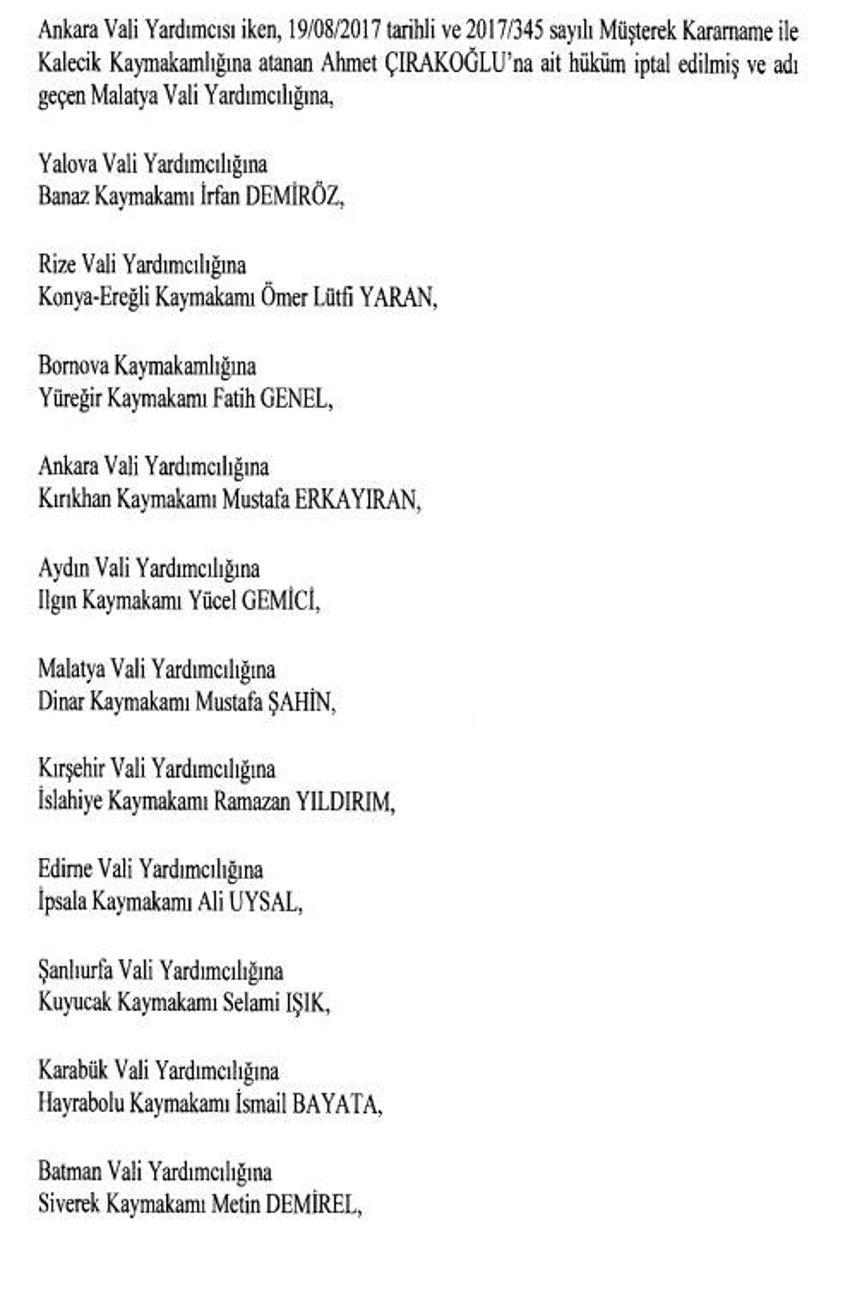471 mülki idare amirinin görev yeri değişti