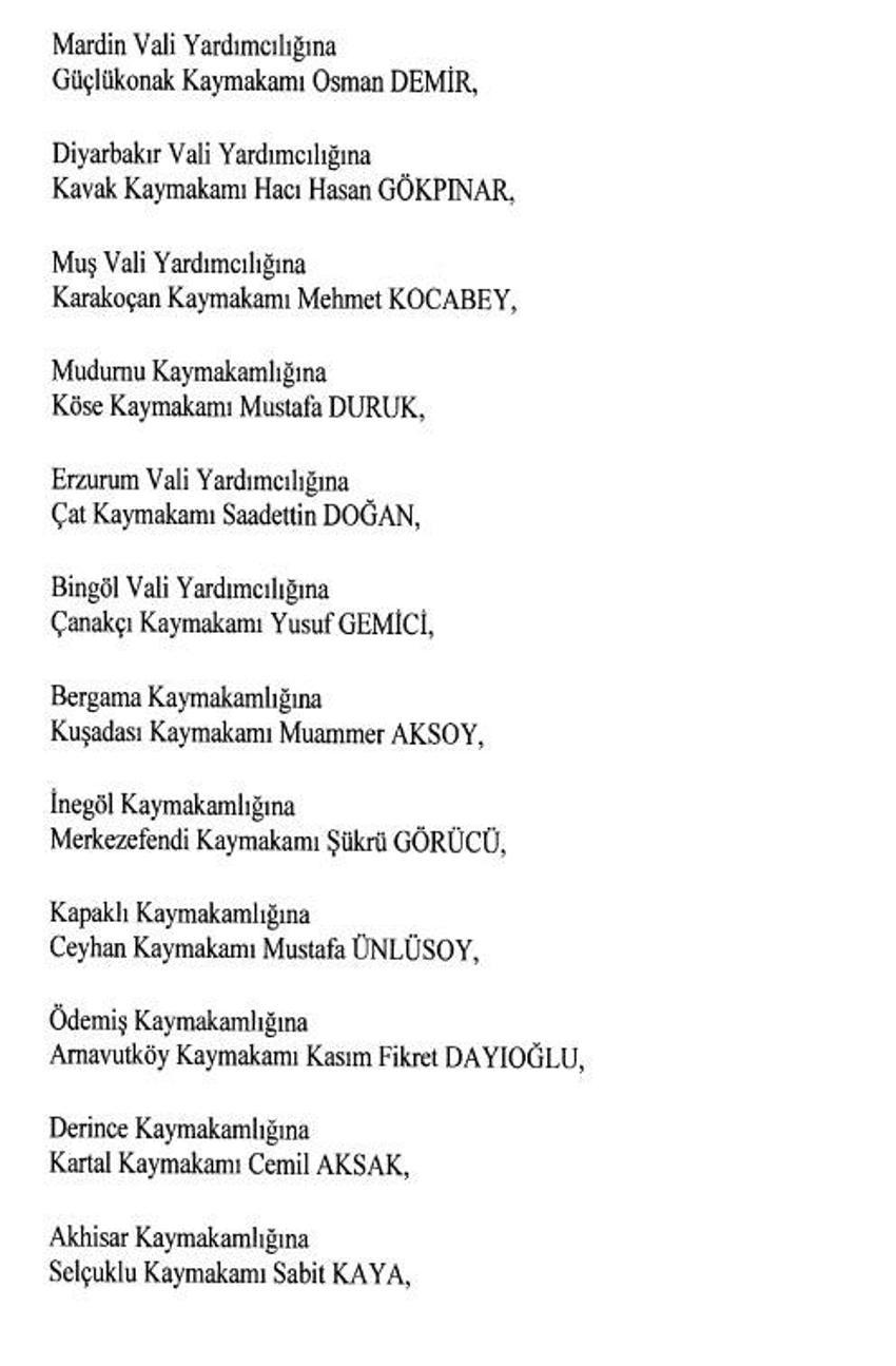 471 mülki idare amirinin görev yeri değişti