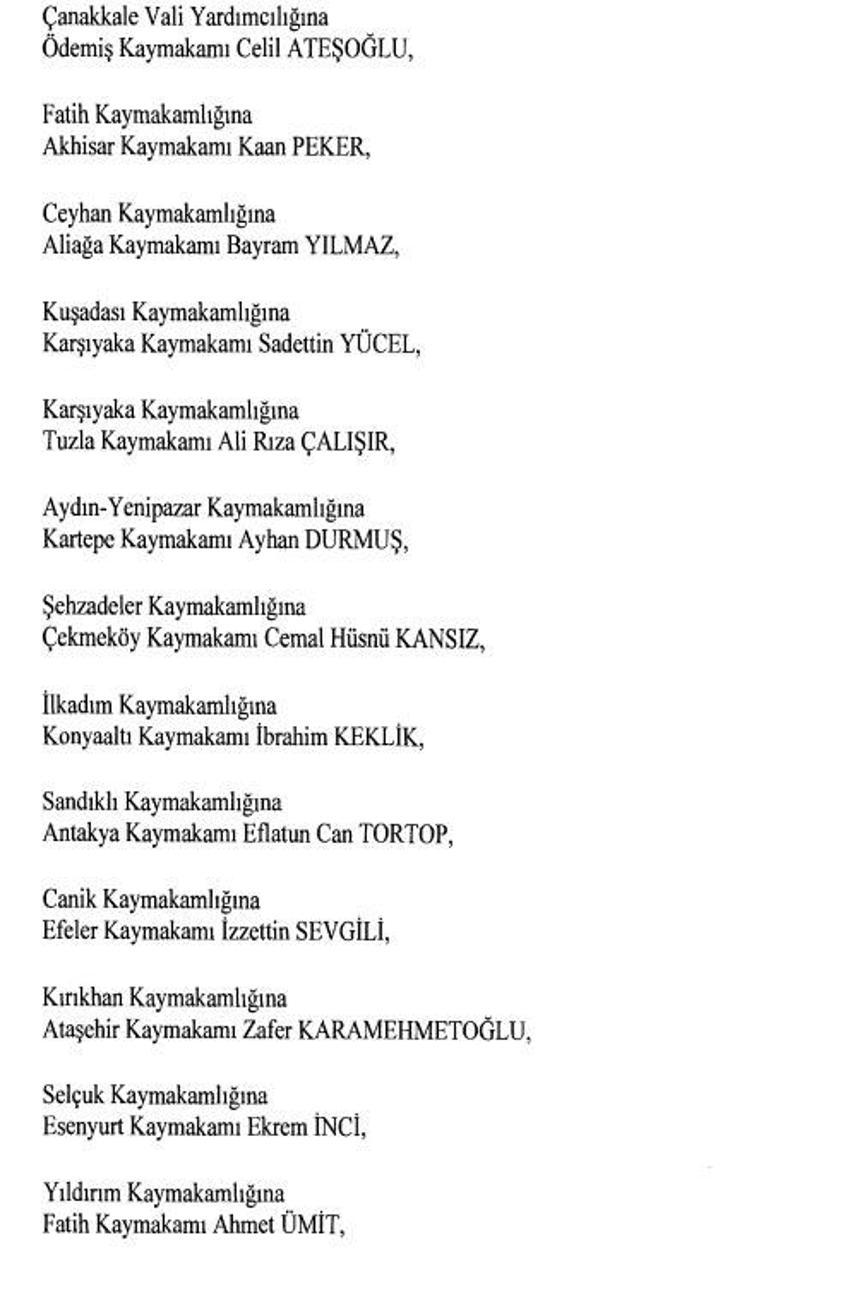 471 mülki idare amirinin görev yeri değişti