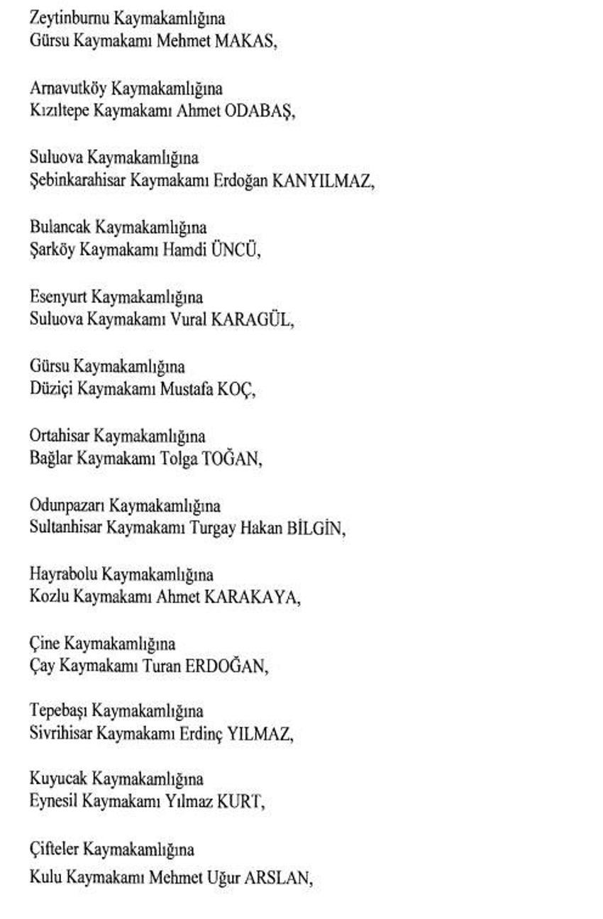 471 mülki idare amirinin görev yeri değişti