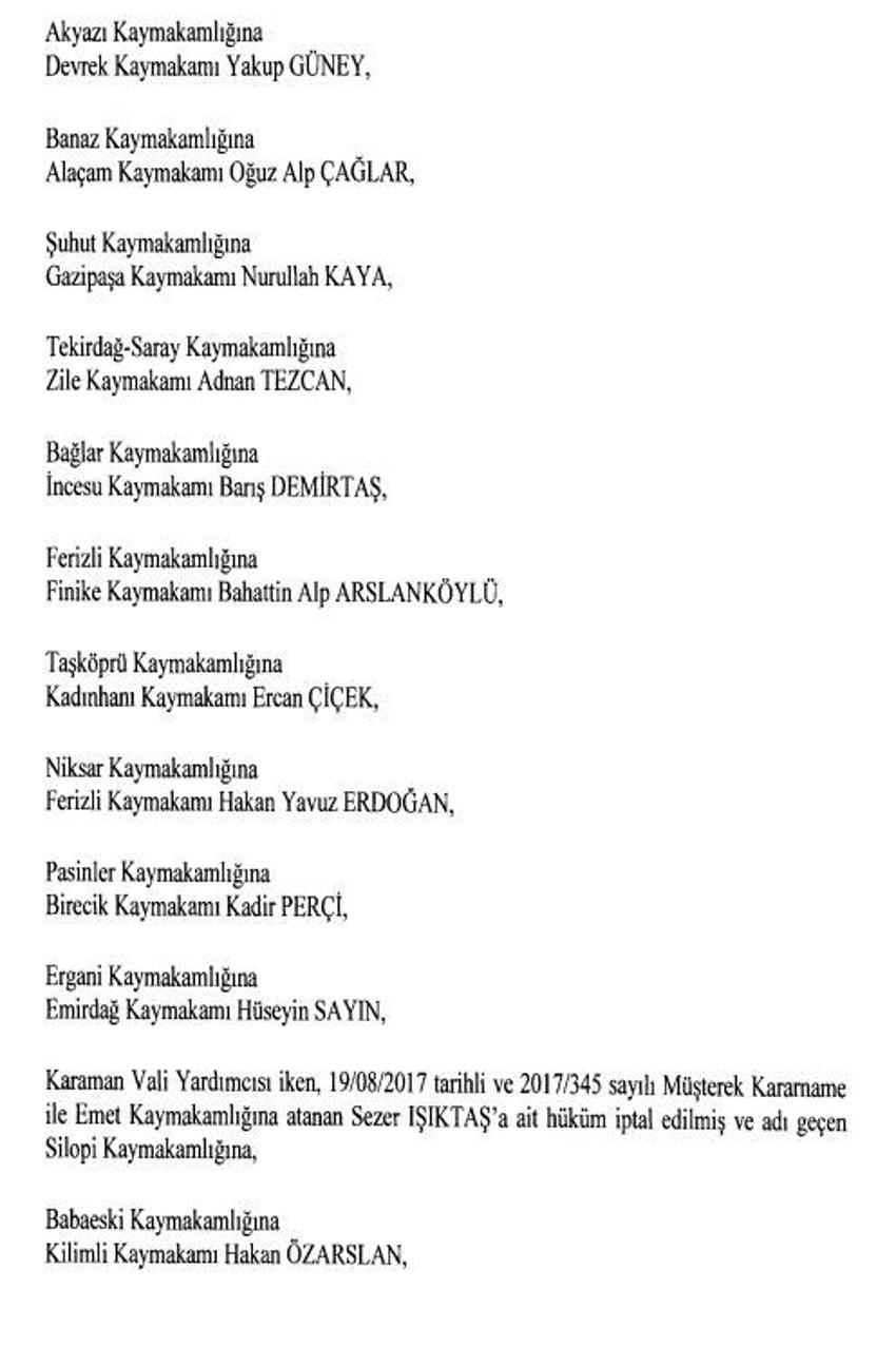 471 mülki idare amirinin görev yeri değişti