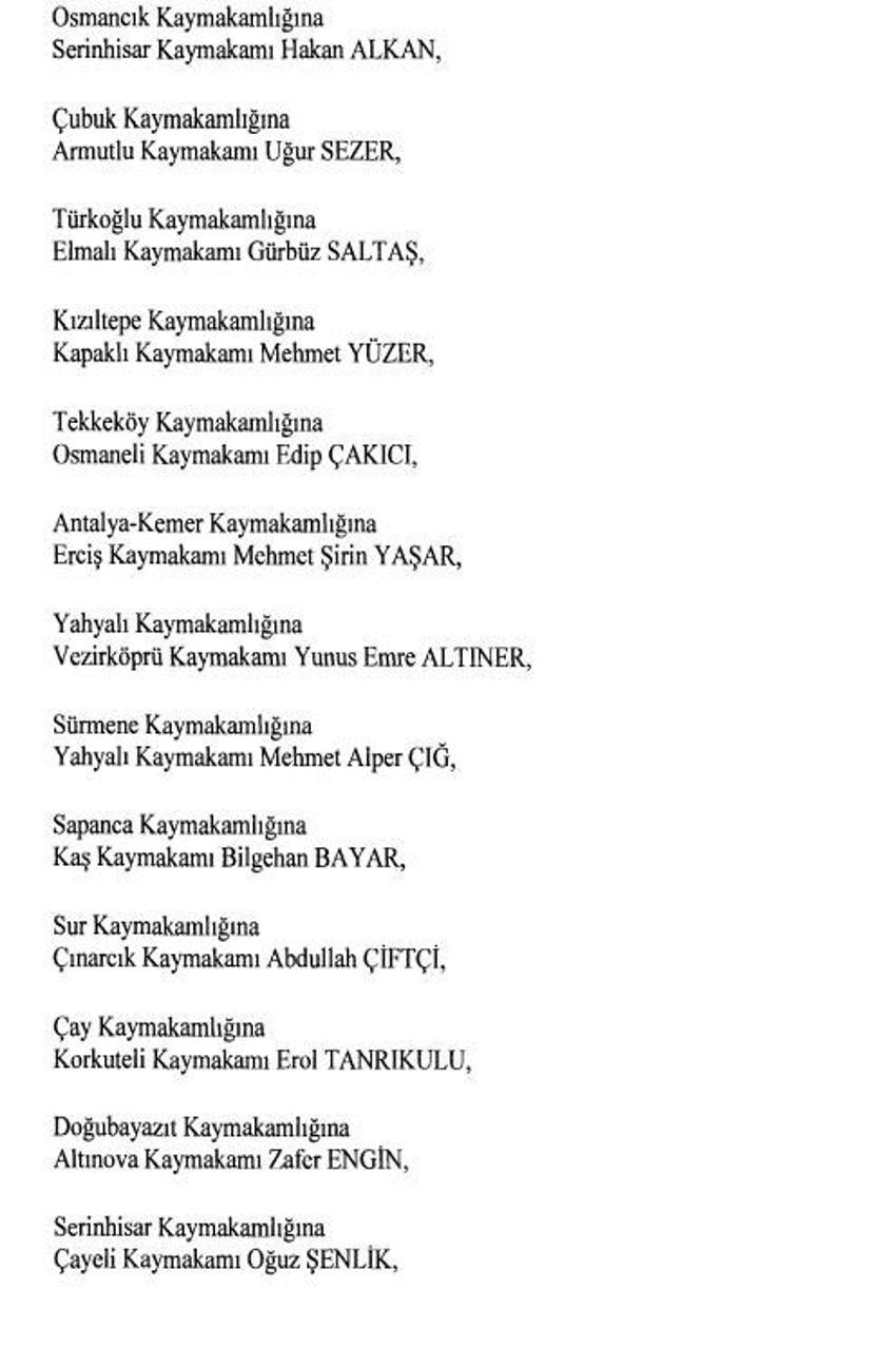 471 mülki idare amirinin görev yeri değişti