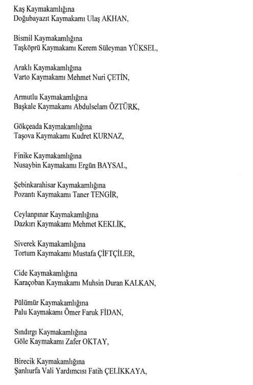 471 mülki idare amirinin görev yeri değişti
