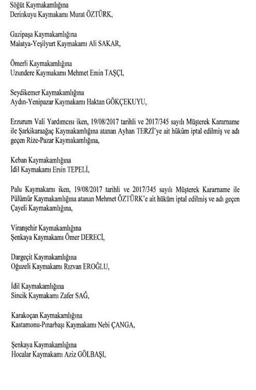 471 mülki idare amirinin görev yeri değişti