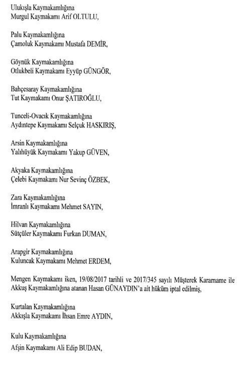 471 mülki idare amirinin görev yeri değişti