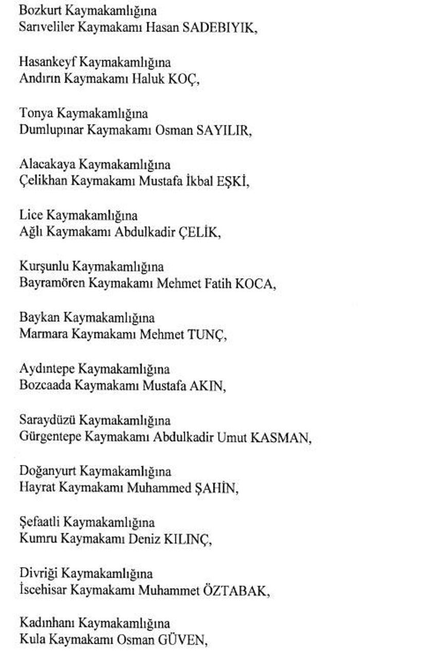 471 mülki idare amirinin görev yeri değişti