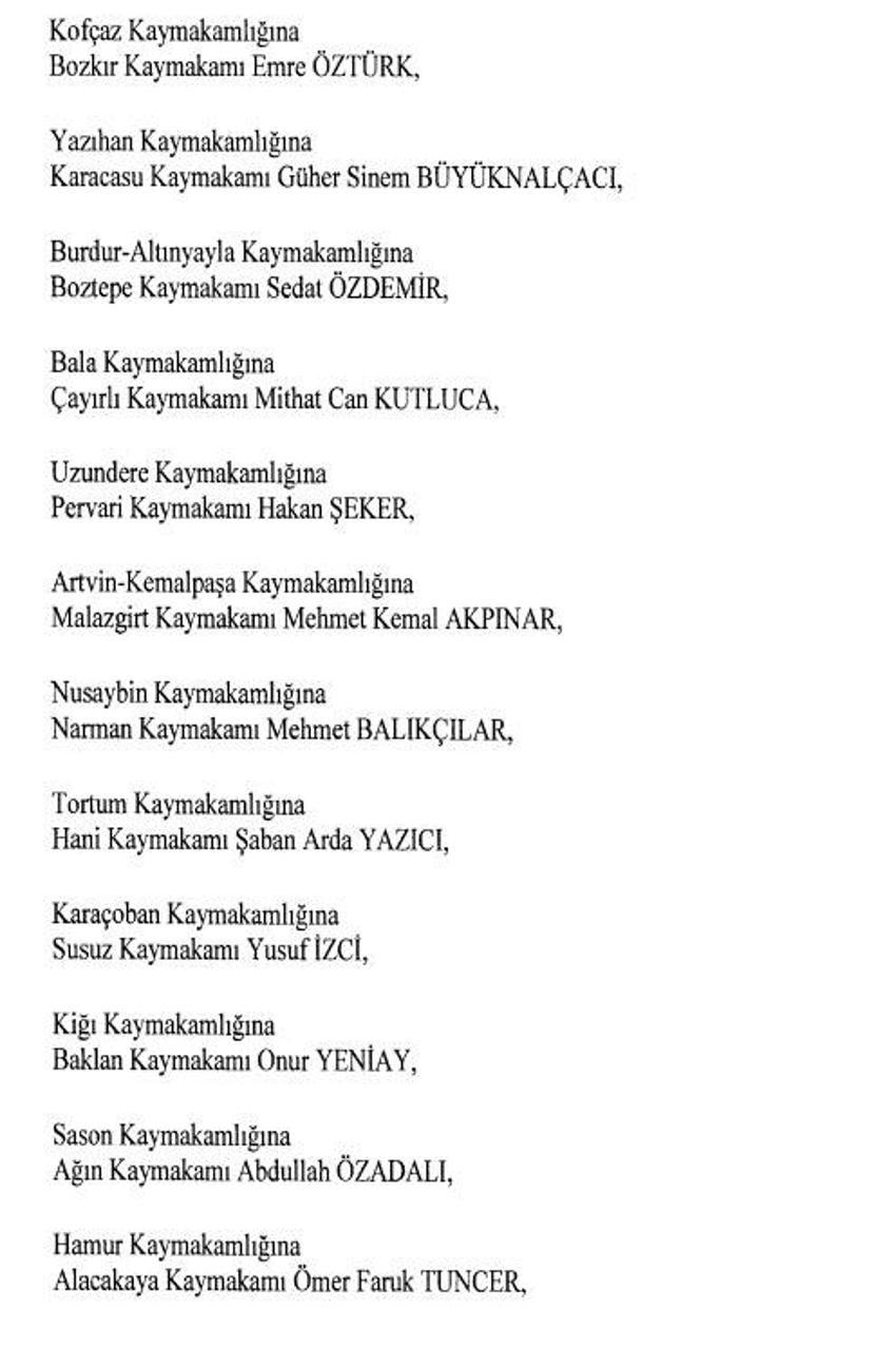 471 mülki idare amirinin görev yeri değişti