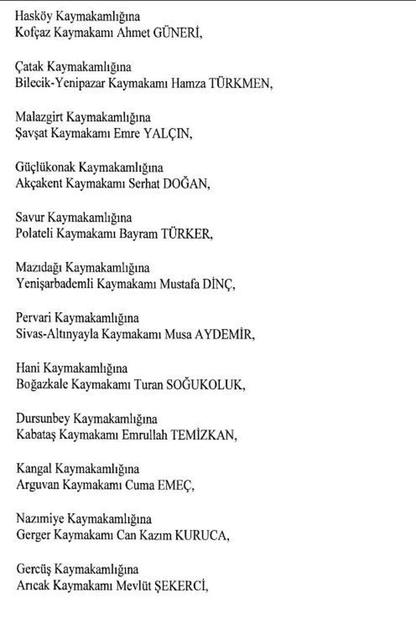 471 mülki idare amirinin görev yeri değişti