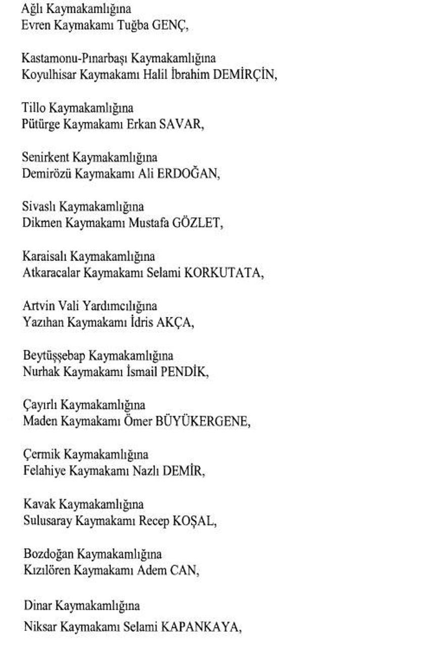 471 mülki idare amirinin görev yeri değişti