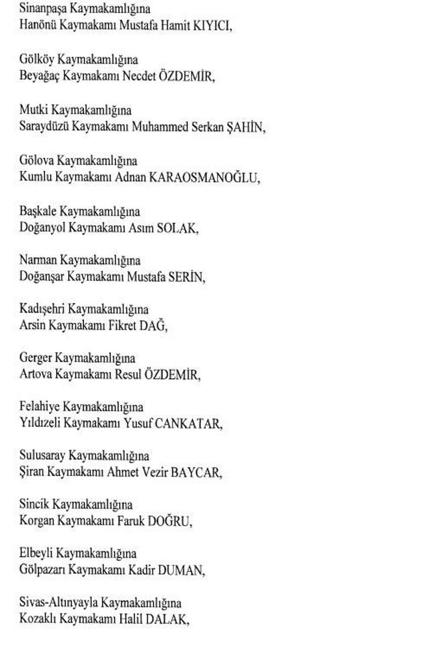 471 mülki idare amirinin görev yeri değişti