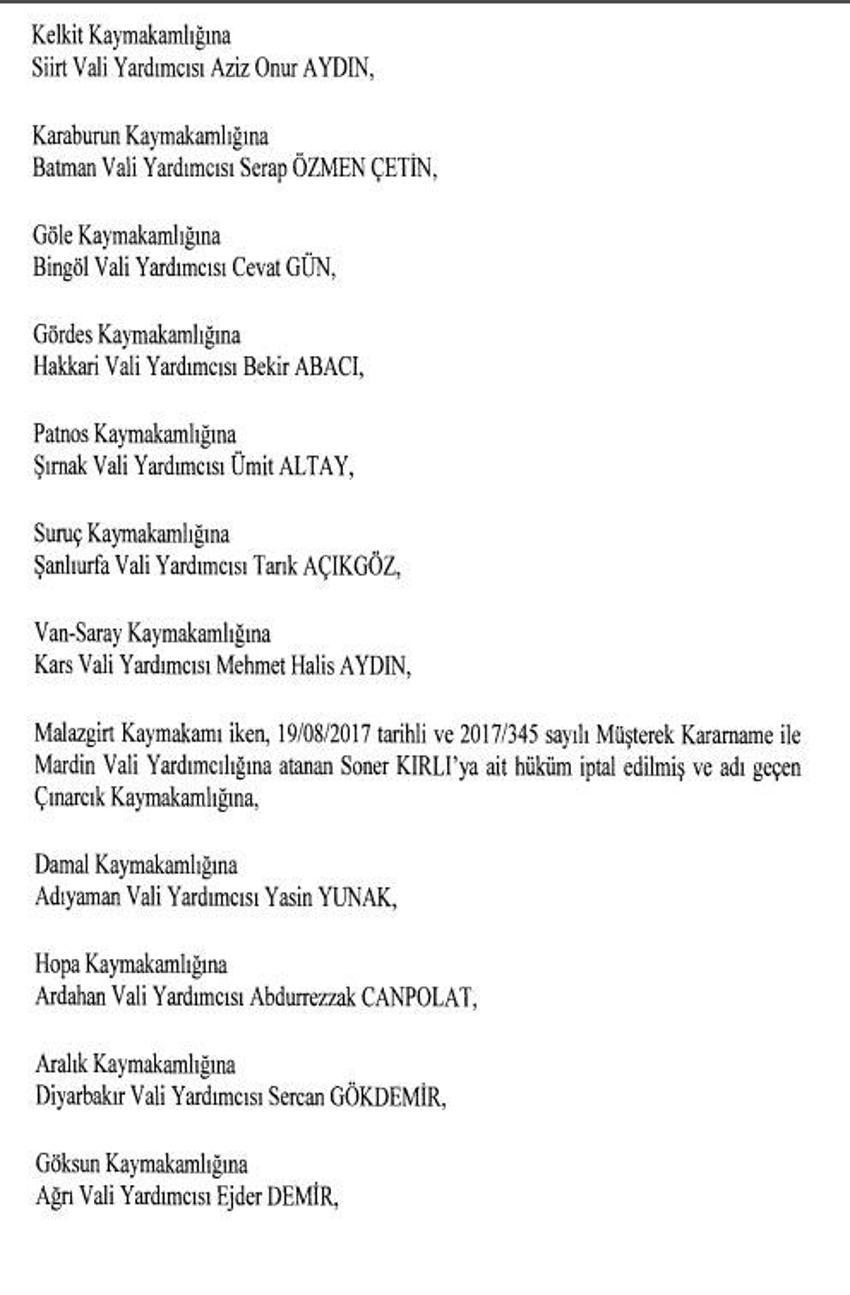 471 mülki idare amirinin görev yeri değişti