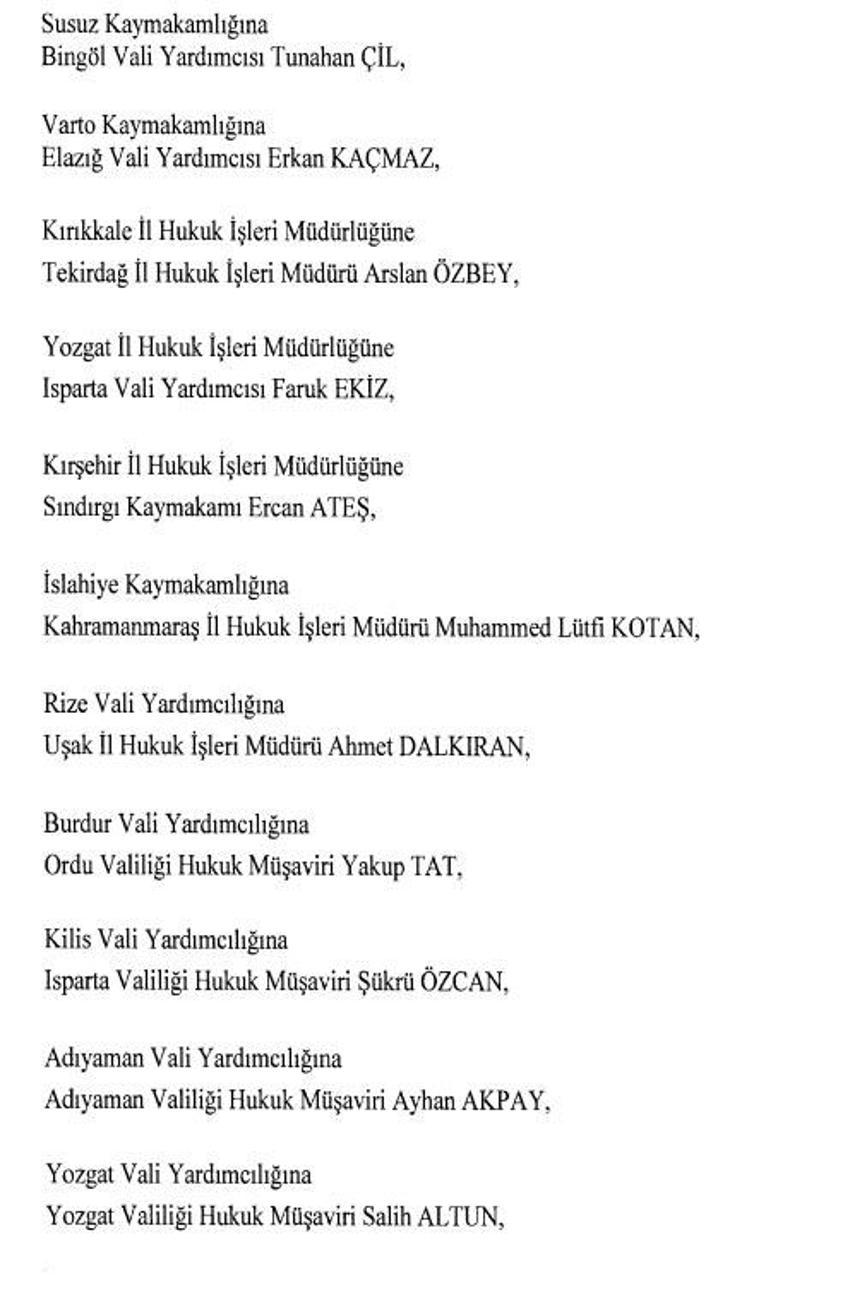 471 mülki idare amirinin görev yeri değişti