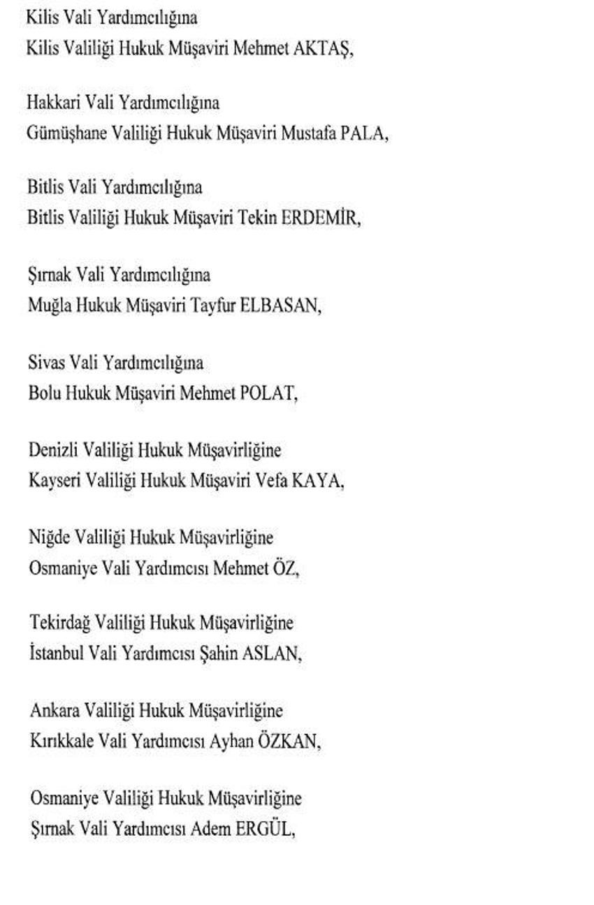 471 mülki idare amirinin görev yeri değişti