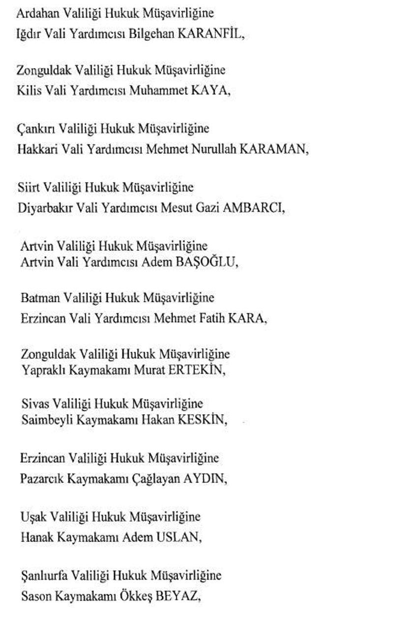 471 mülki idare amirinin görev yeri değişti