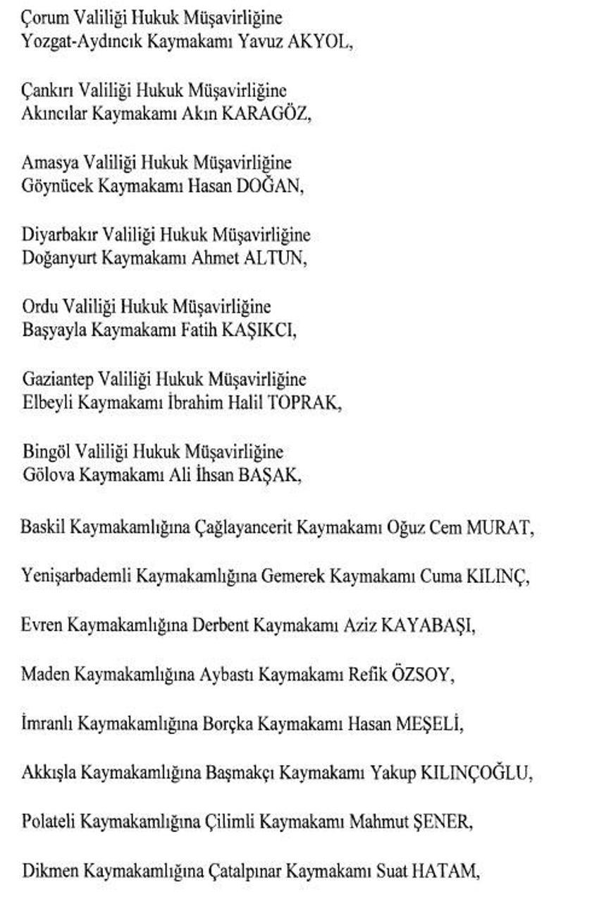 471 mülki idare amirinin görev yeri değişti