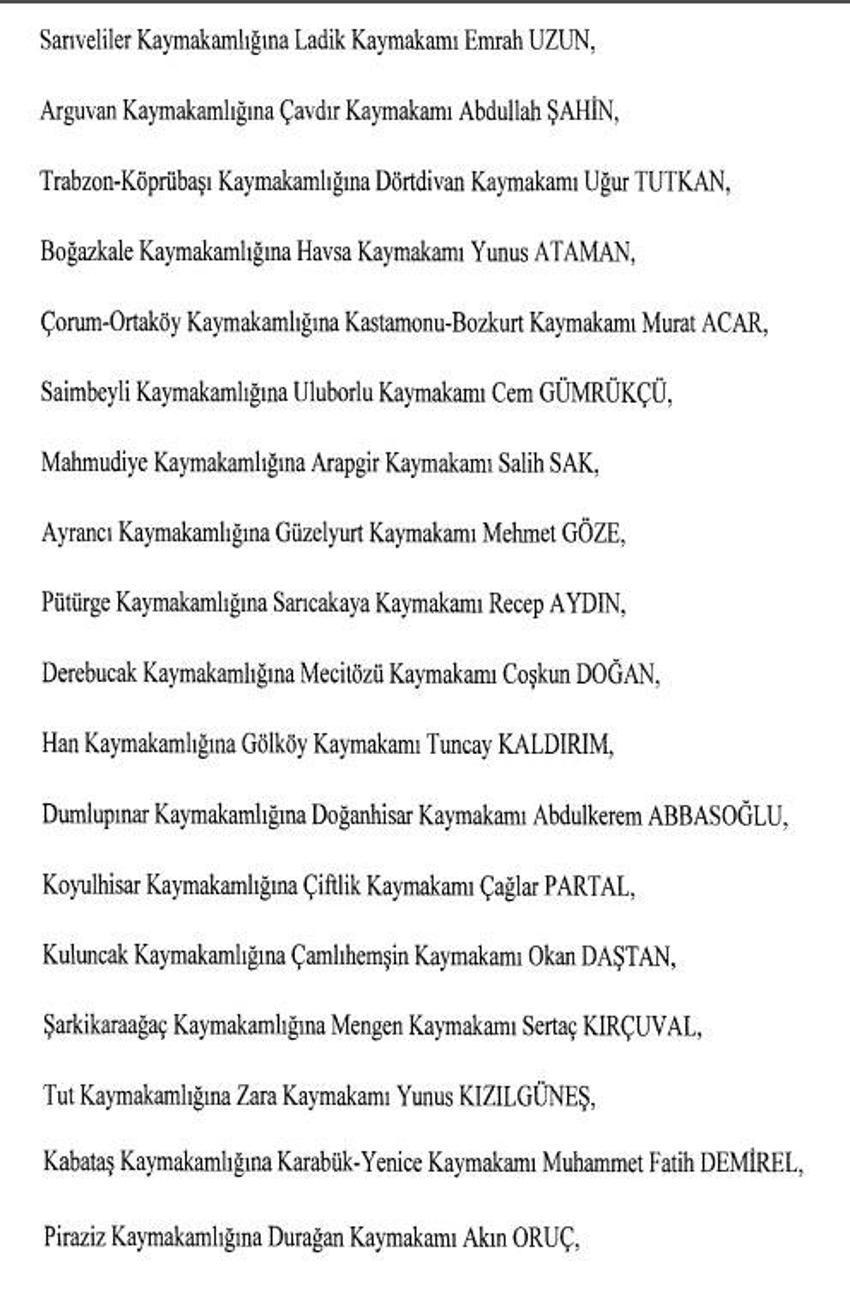 471 mülki idare amirinin görev yeri değişti