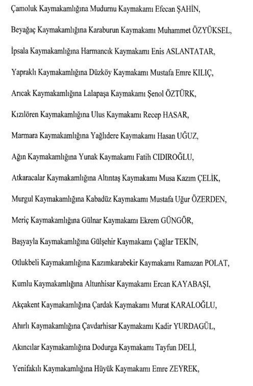 471 mülki idare amirinin görev yeri değişti