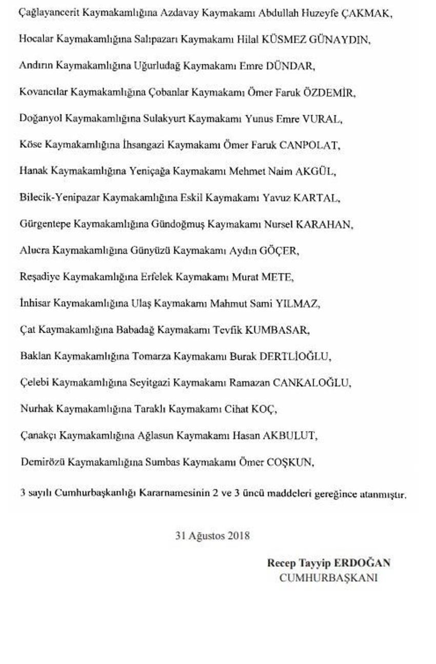 471 mülki idare amirinin görev yeri değişti