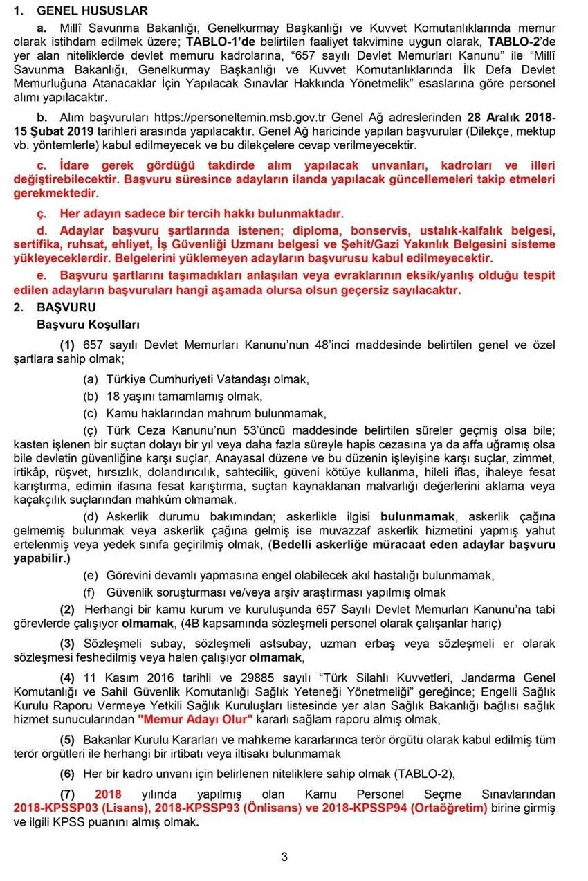 2019’da hangi kurum kaç kişi alacak?