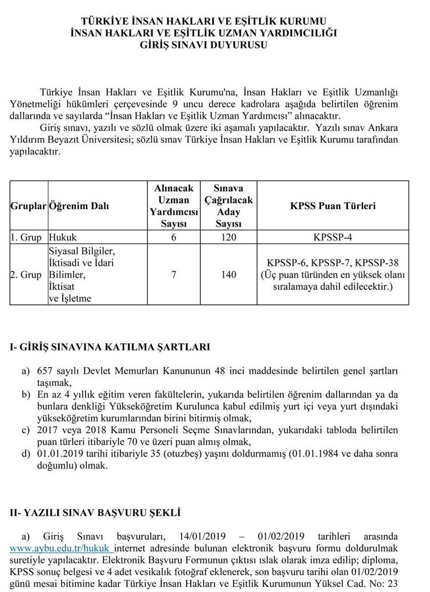 2019’da hangi kurum kaç kişi alacak?