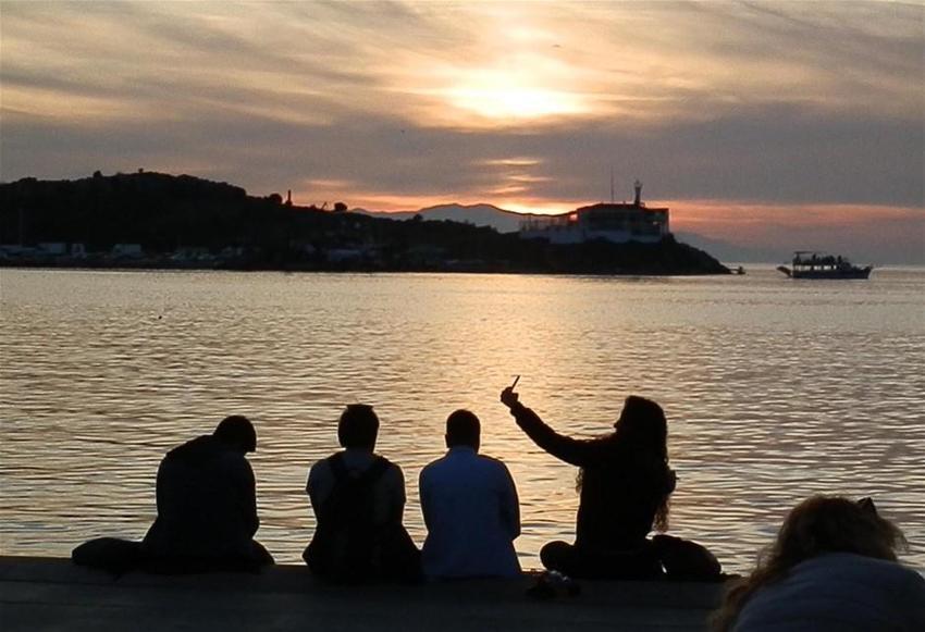 Foça'da günbatımı böyle izlendi
