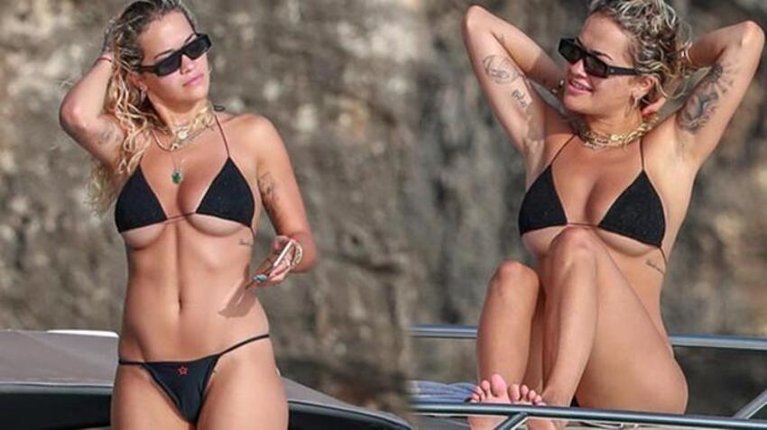 Rita Ora'ya iki beden küçük bikini