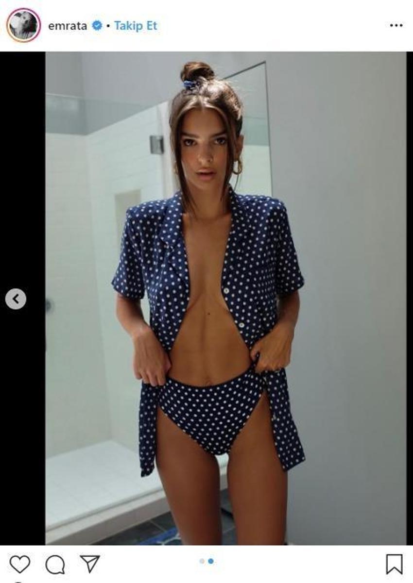 Ünlü model Emily Ratajkowski'den iç çamaşırlı paylaşım!