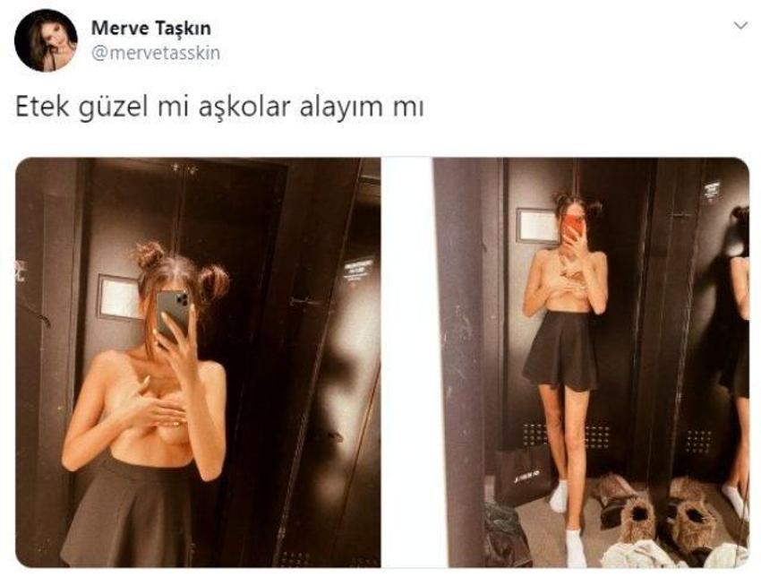 Merve Taşkın, Twitter'dan üstsüz pozlarını paylaştı