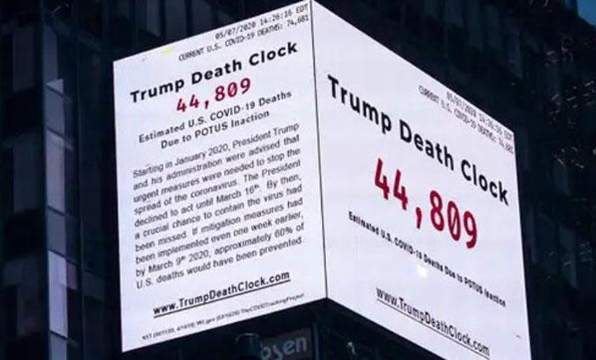 "Trump'ın Ölüm Saati" Times Meydanı'na asıldı...