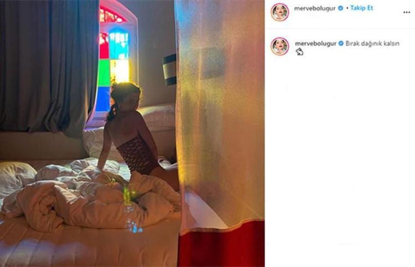 Merve Boluğur'dan yatak pozu!